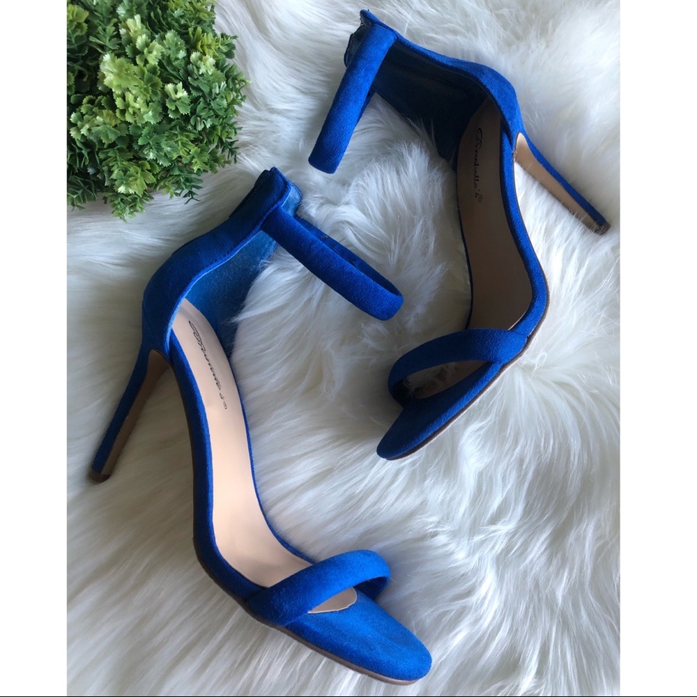 Blue Ankle Strap Stiletto Heels